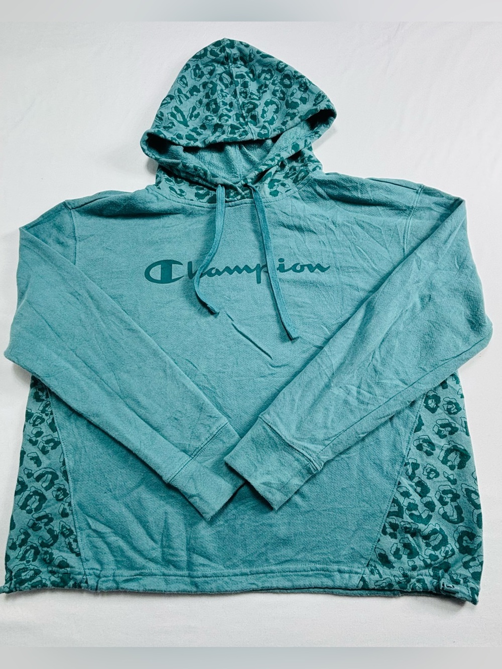 Champion Teal Hooded Pullover Sweatshirt W642